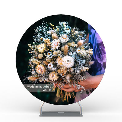 Des Hochzeitshintergrunddekorationssamtgeweberosas der hohen Qualität runder acrylsauerausstellungsstand Hintergrund